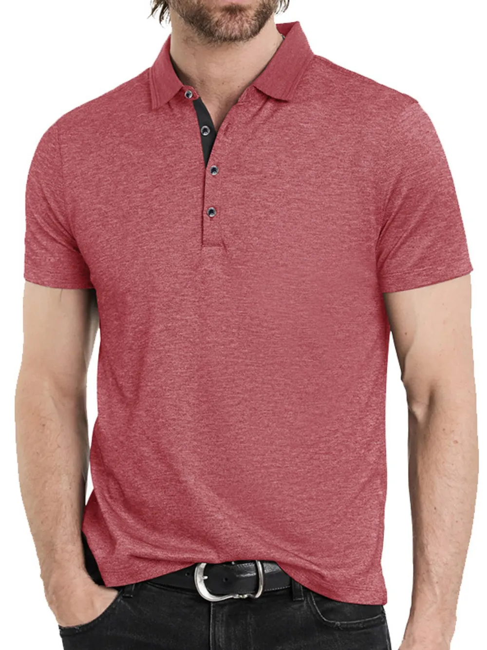 Men's Classic Heathered Short Sleeve Polo Shirt, image 9