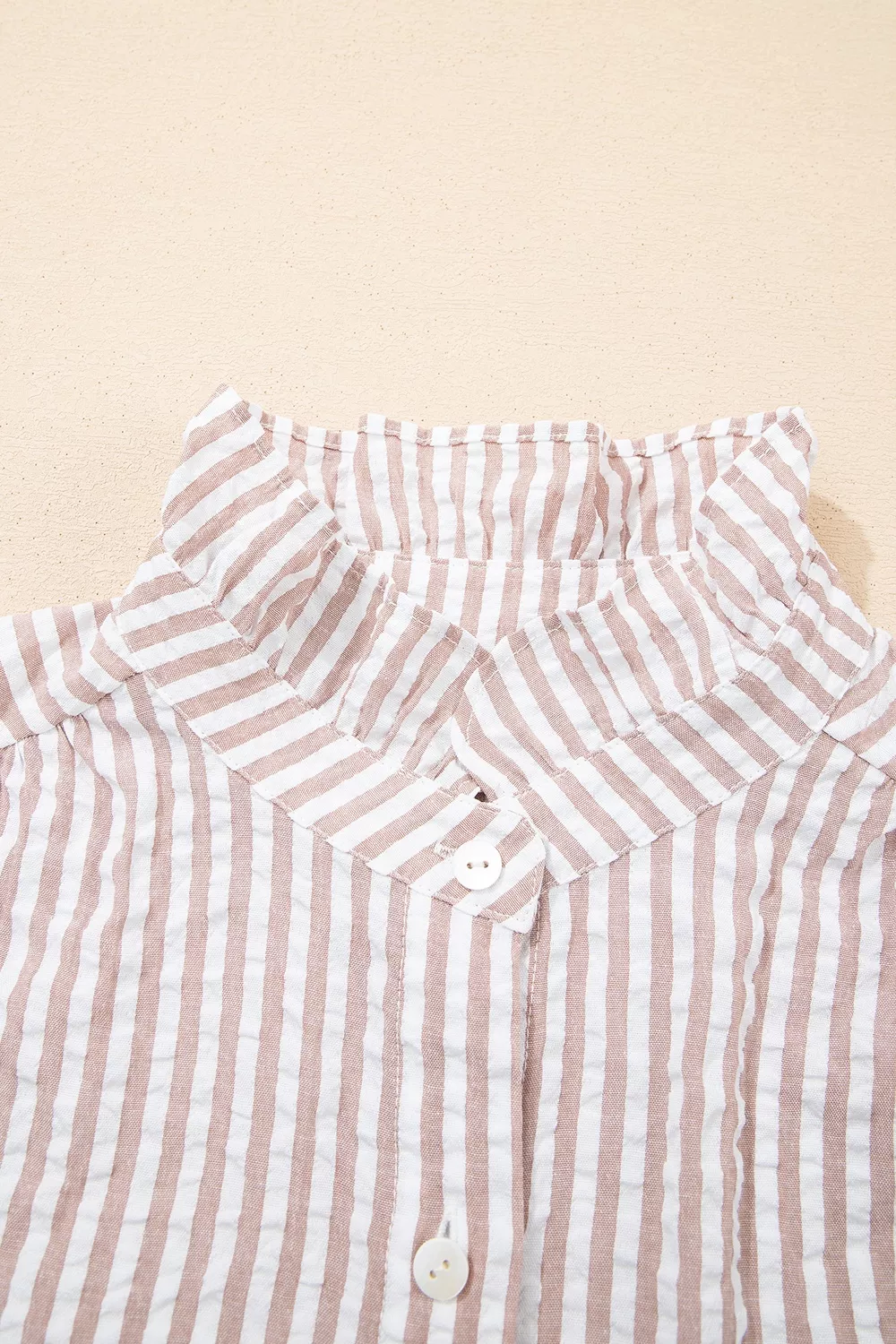 Stripe Frilled Collar Half Sleeve Shirt Dress, image 10