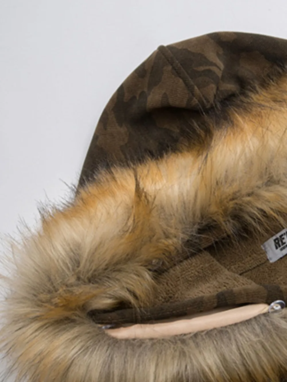 Men's Camouflage Faux Fur Hood Jacket, image 7