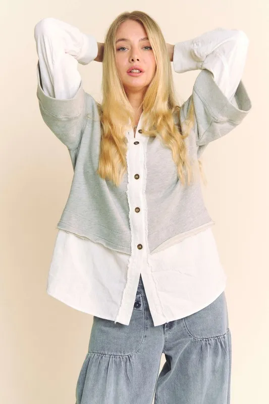 Faux Layered French Terry Contrast Top, image 4