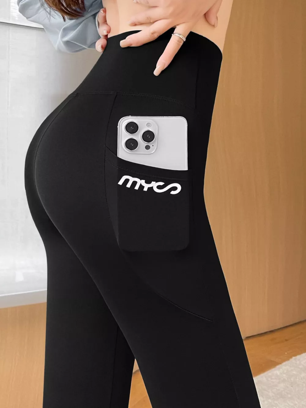 High-Waisted Tummy Control Active Leggings with Side Pockets, image 5