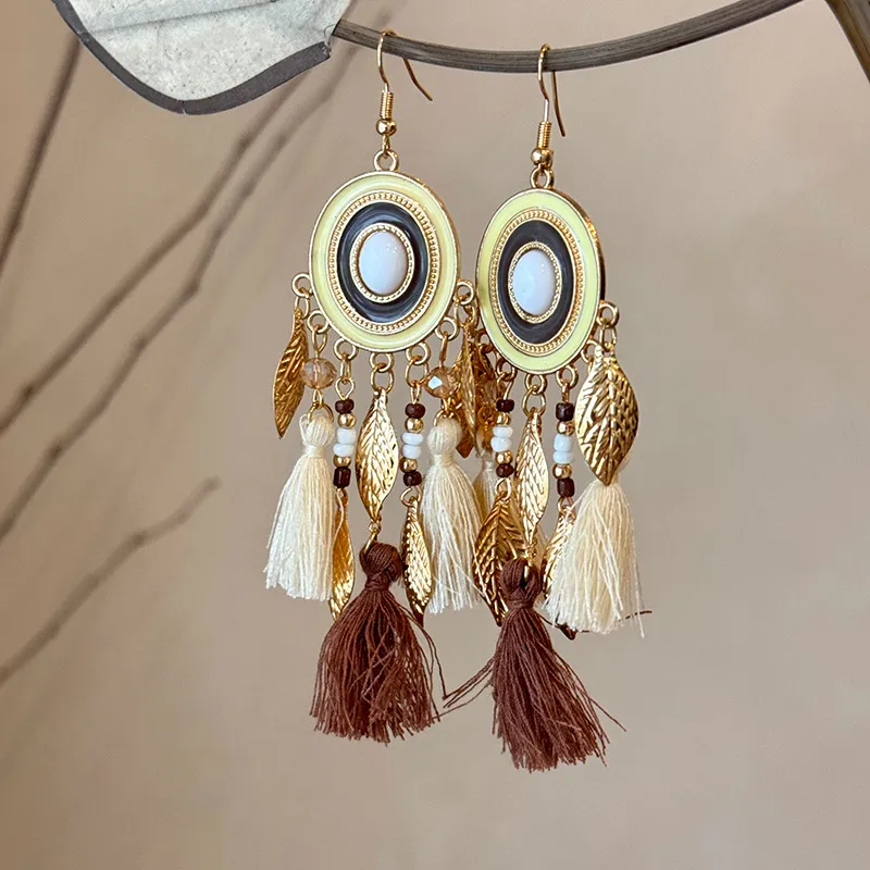 Alloy Rice Bead Dangle Earrings, image 4