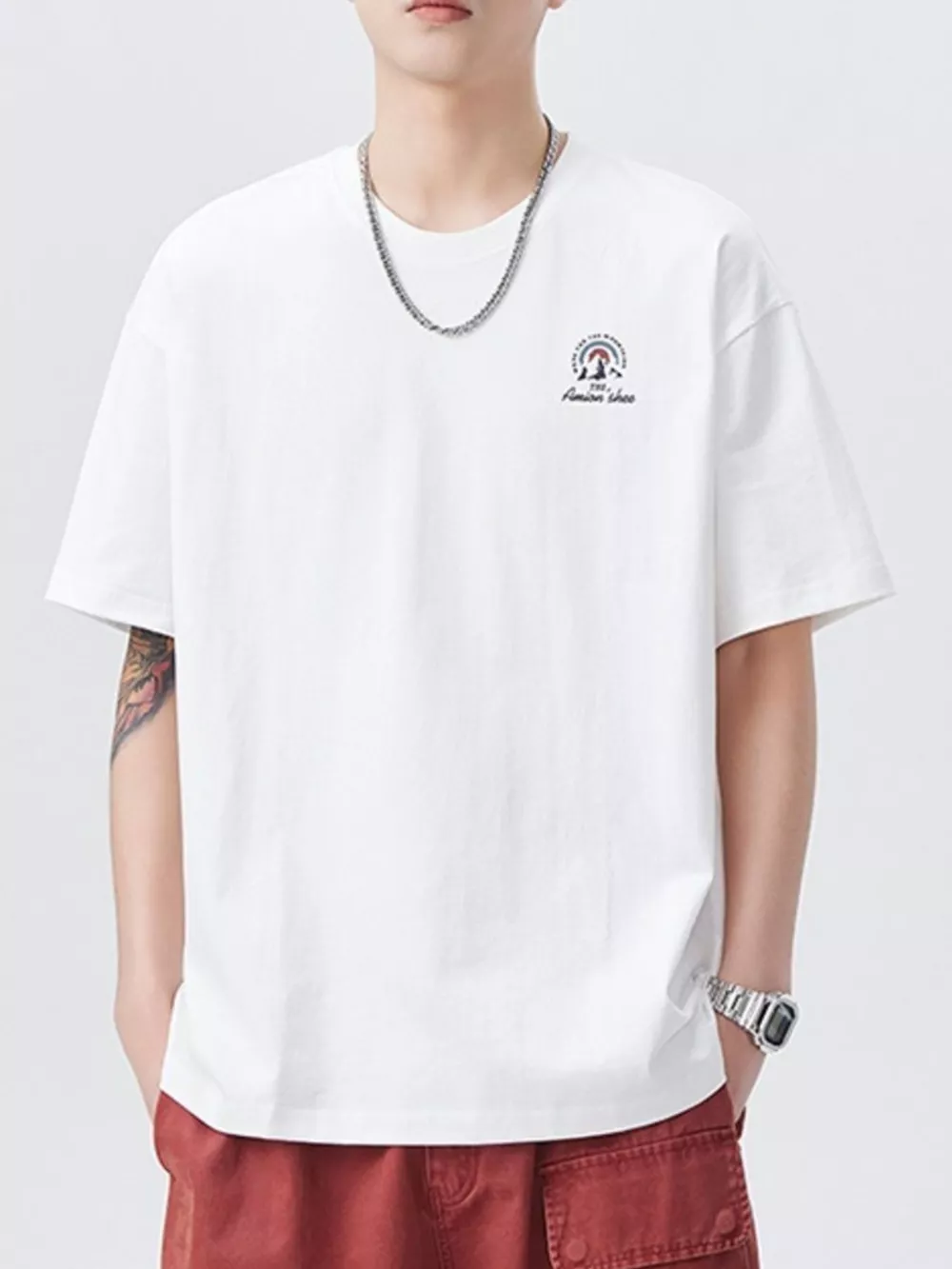 Men's Plus Size Round Neck Short Sleeve T-Shirt, image 3
