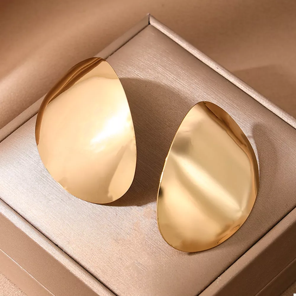 18K Gold-Plated Curved Statement Earrings, image 4