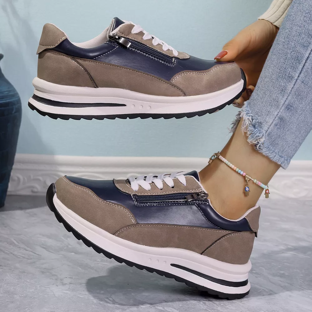 Zipper Detail Lace Up Sneakers, image 4