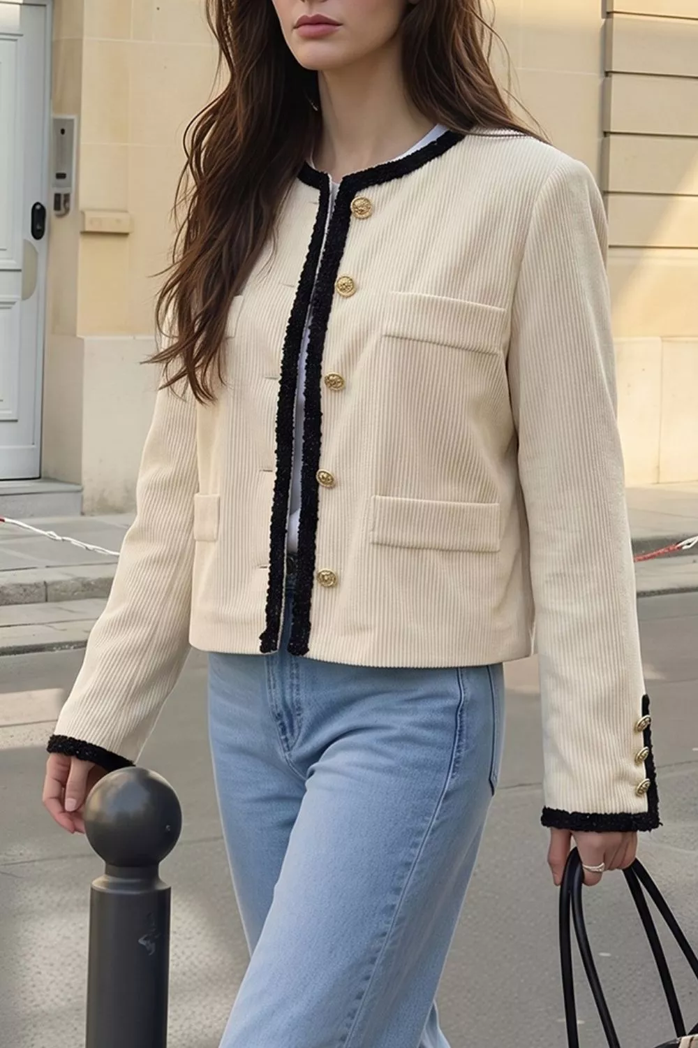 Contrast Trim Cropped Outerwear, image 4