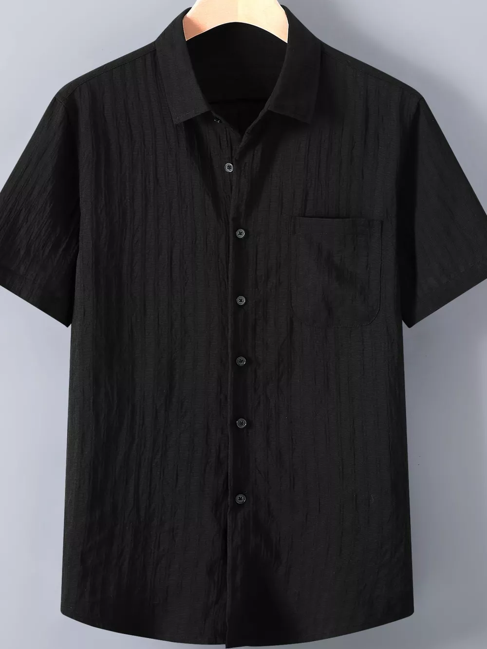 Men's Plus Size Textured Button Up Short-Sleeve Shirt