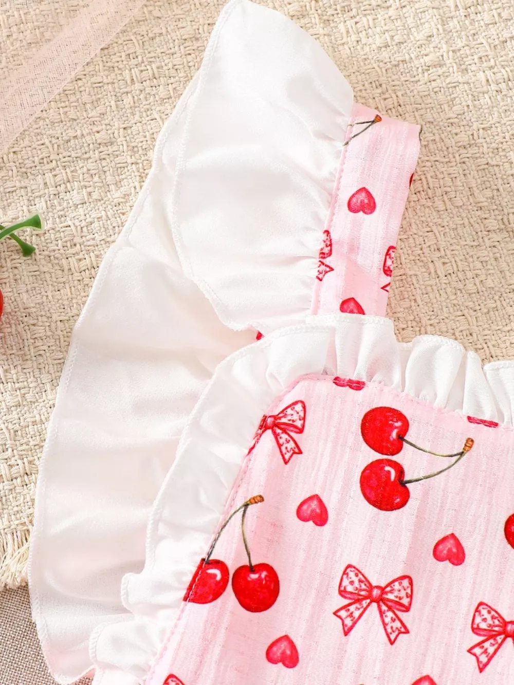 Children's Cherry Print Ruffle Trim Dress, image 2