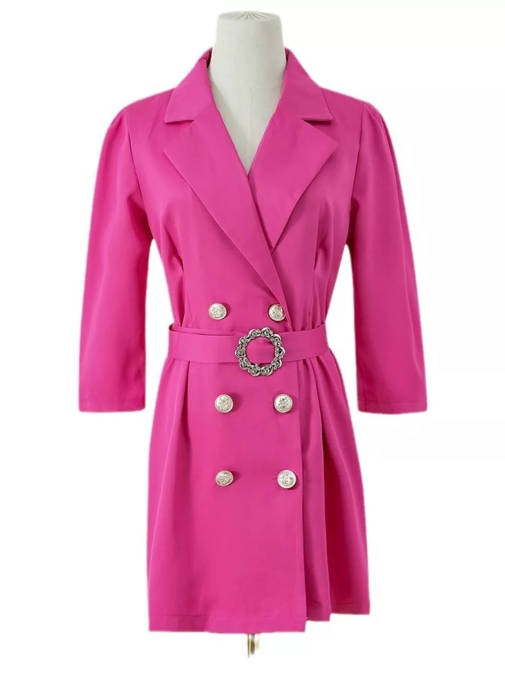Double-Breasted Blazer Dress with Embellished Belt, image 6