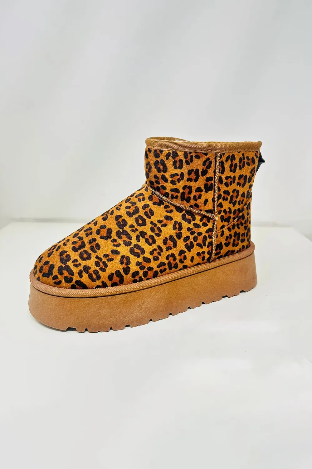 Thermal Furry Leopard Platform Booties, image 3