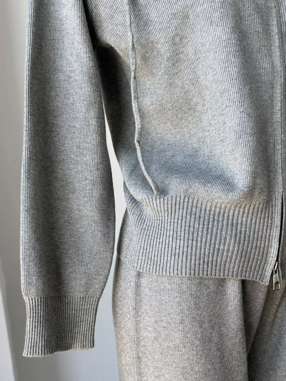 Zip Up Cardigan and Drawstring Wide Leg Pants Knit Set, image 8