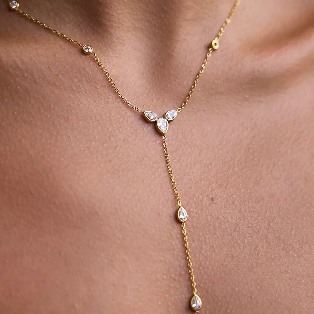 18K Gold-Plated Zircon Chain Necklace, image 10