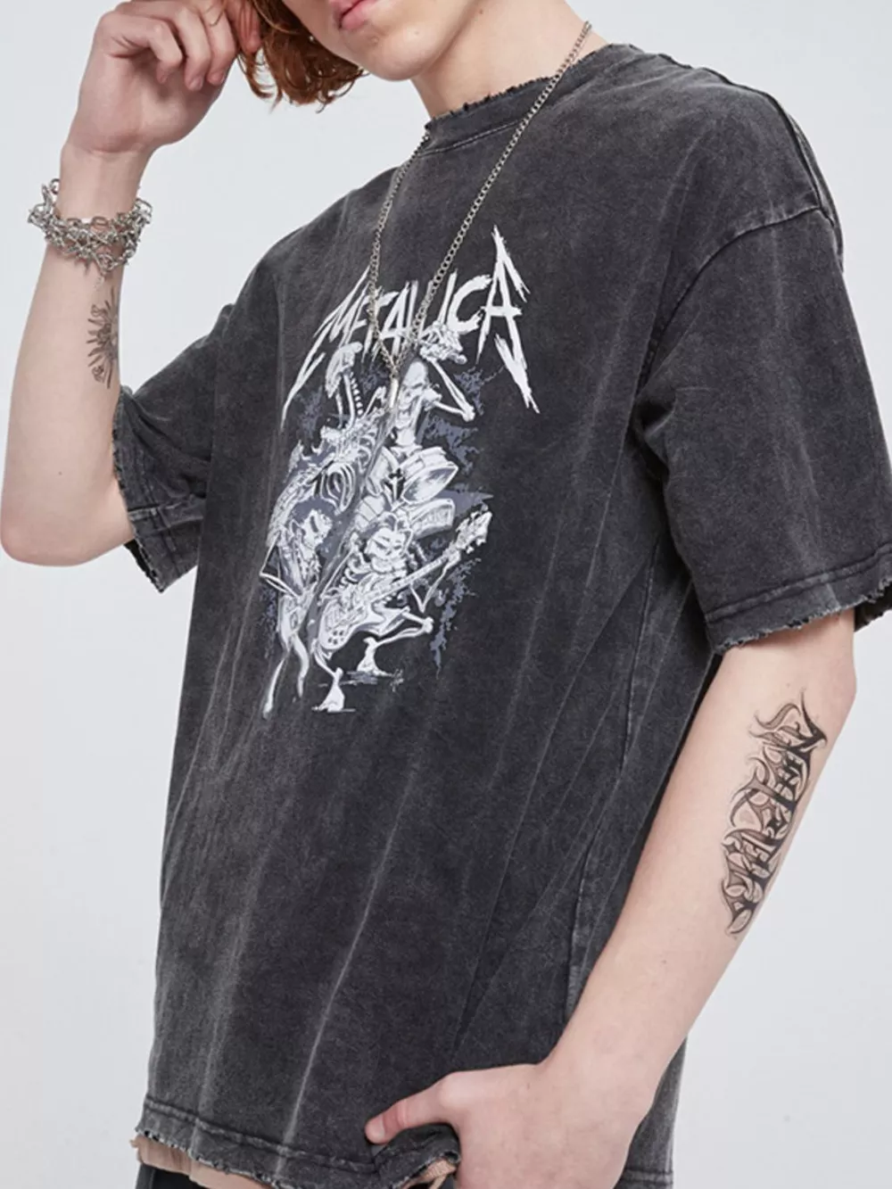 Men's Graphic Round Neck Wash T-Shirt, image 3