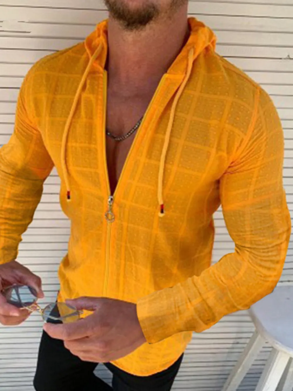 Men's Full Size Zip Up Long Sleeve Hooded Top Plus Size, image 4