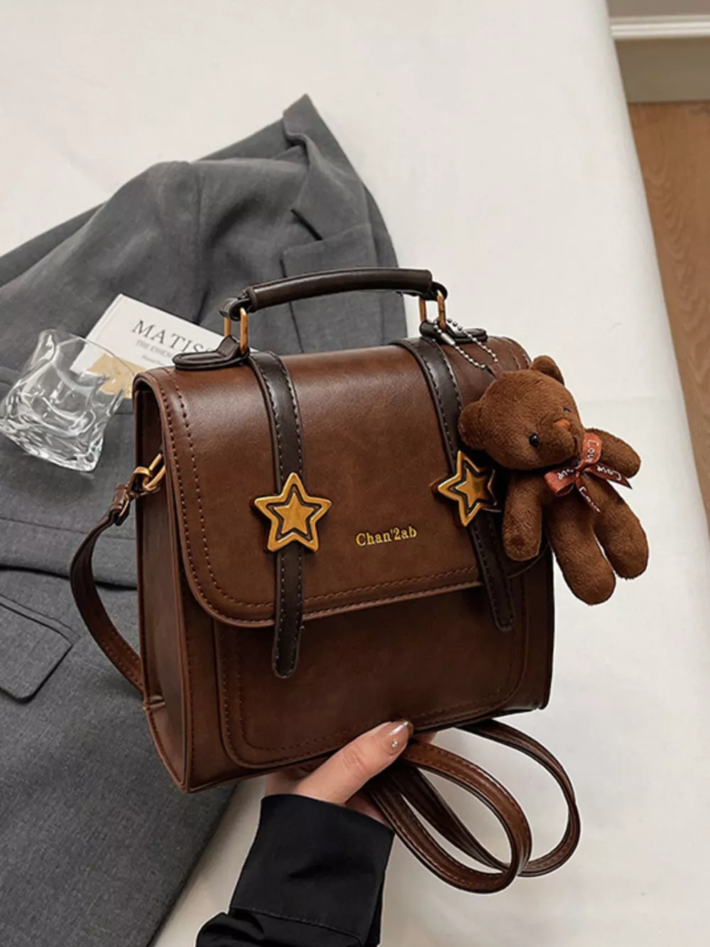 Star-Embellished Convertible Backpack Bag, image 3