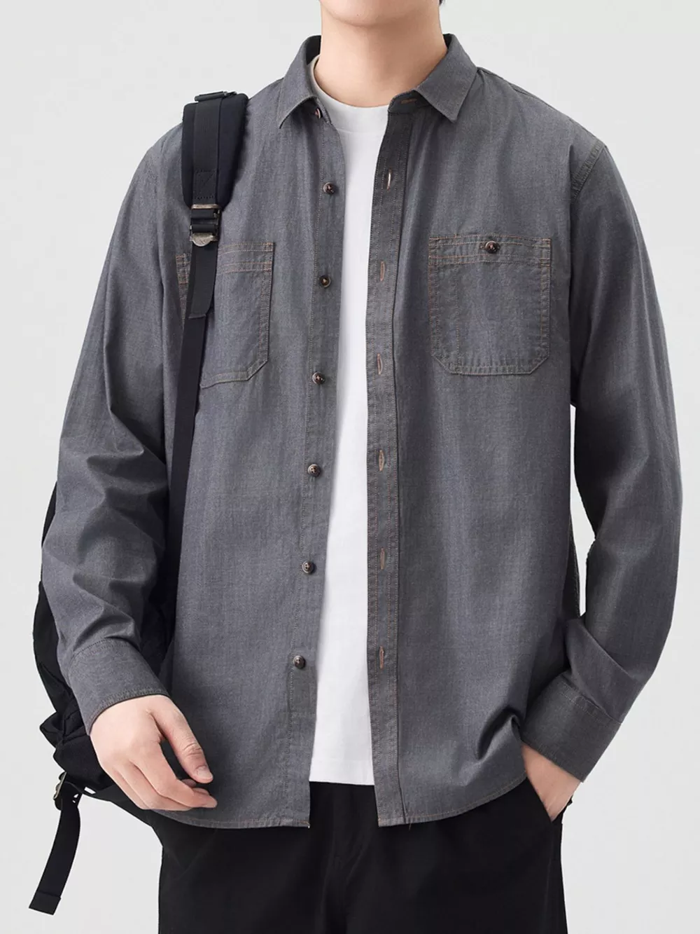 Men's Full Size Button Up Long Sleeve Shirt Plus Size, image 5