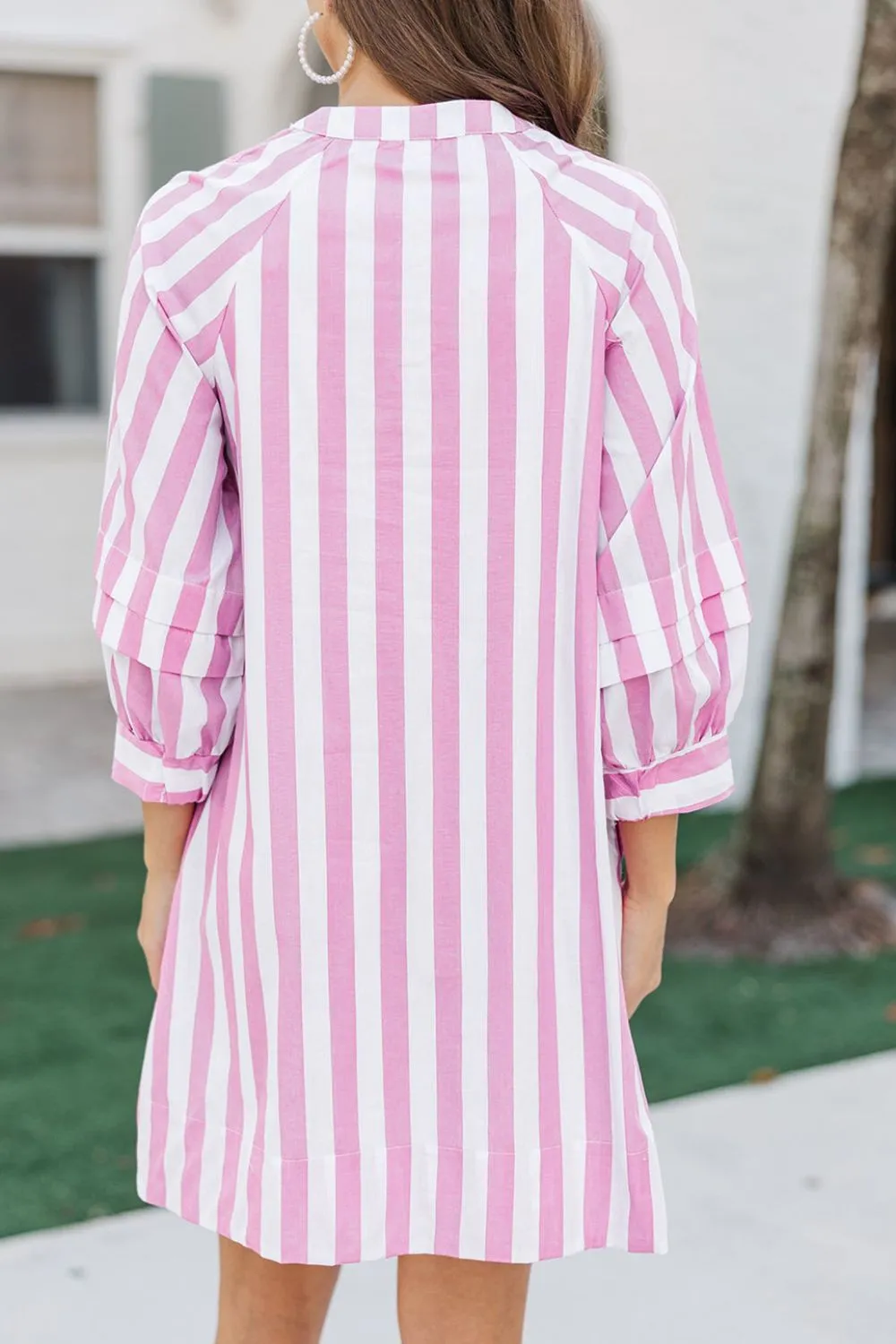 Striped Notched Mini Dress, image 3