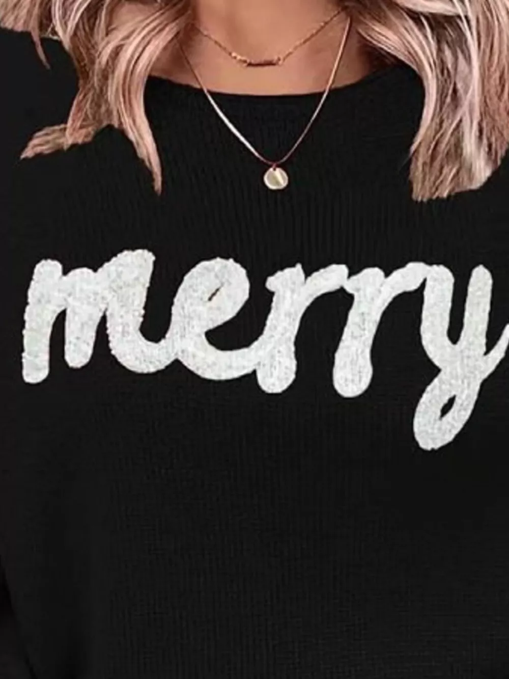 Merry Round Neck Dropped Shoulder Christmas Sweater, image 9