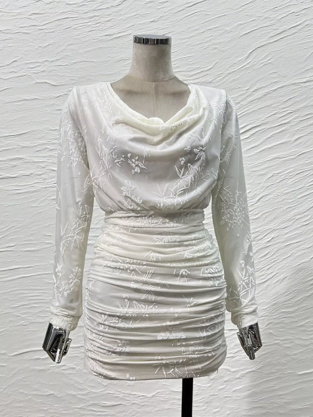 Ruched Long Sleeve Mini Dress, image 3