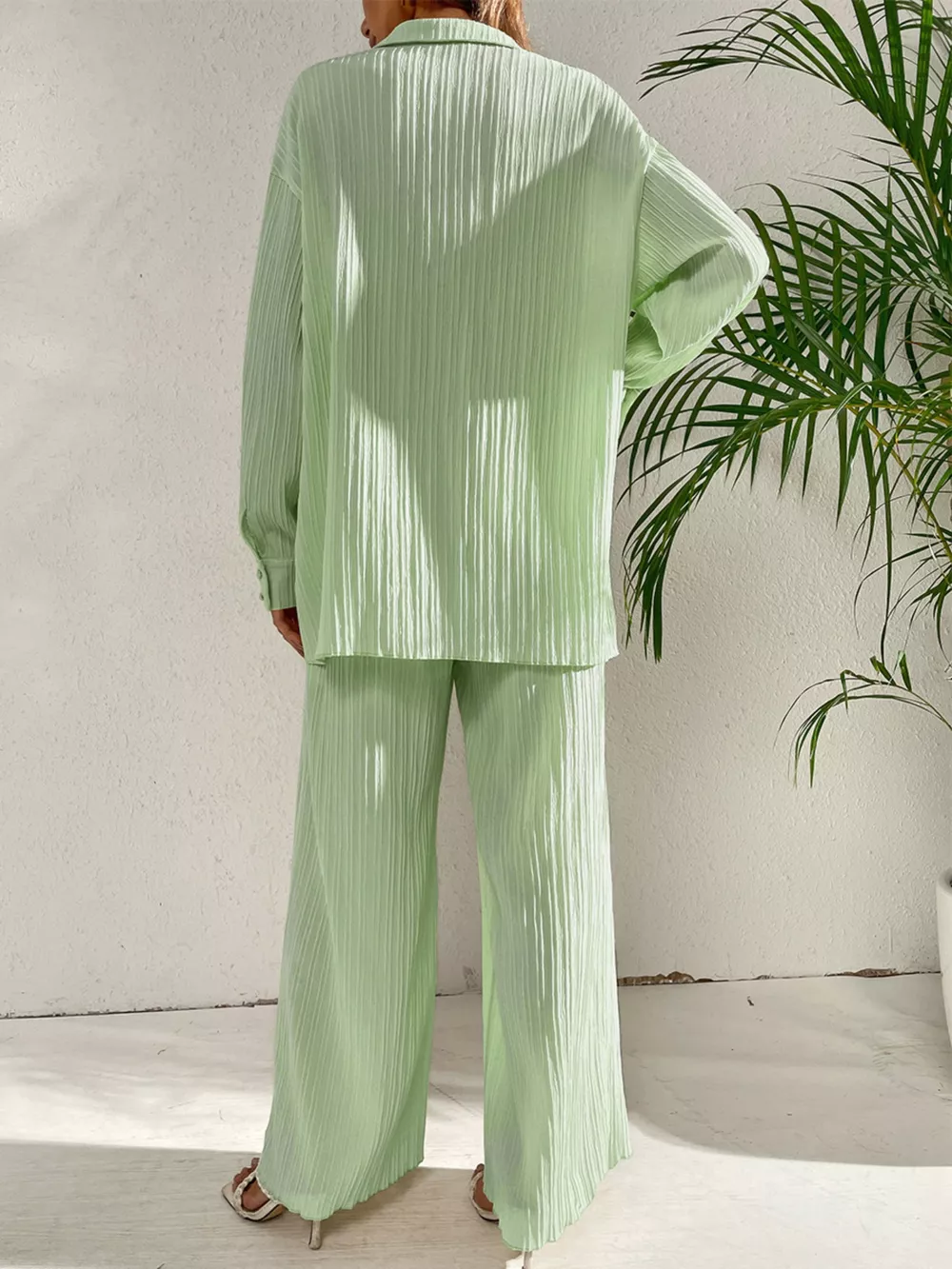 Long Sleeve Shirt & Wide Leg Pants Set, image 8