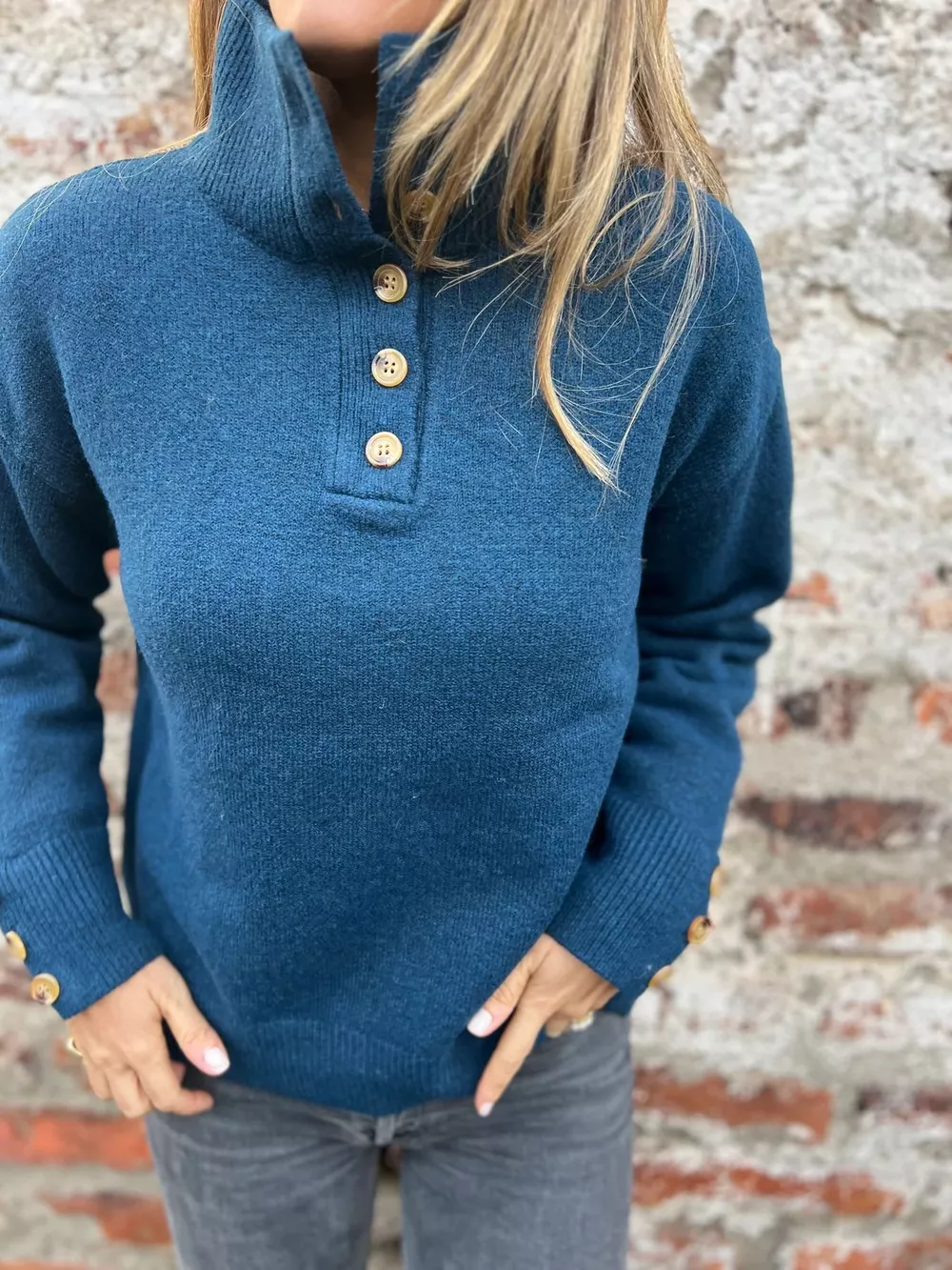Full Size Button-Detail Turtleneck Sweater Plus Size, image 13