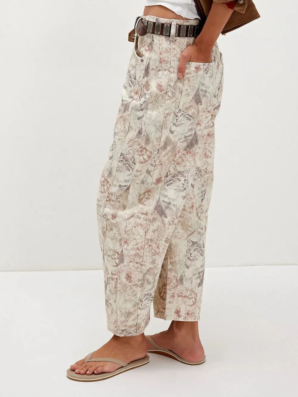 Printed Wide Leg Jeans, image 7