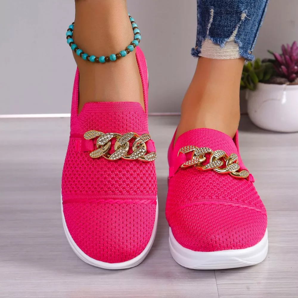 Chain Detail Round Toe Slip-Ons, image 5
