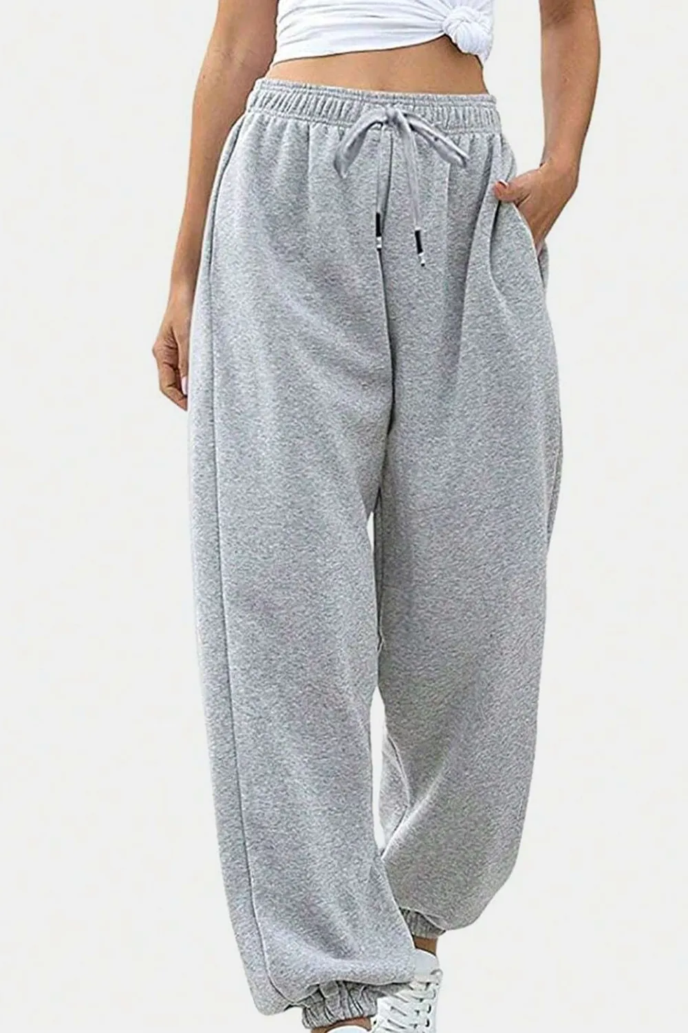 Elastic Waist Joggers with Pockets, image 6