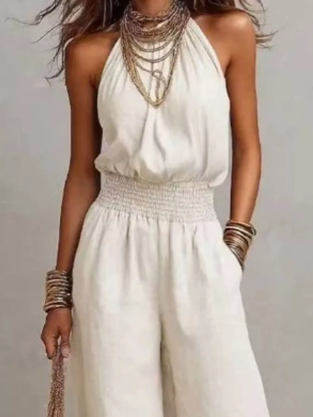 Elegant Halter Neck Wide-Leg Jumpsuit, image 2