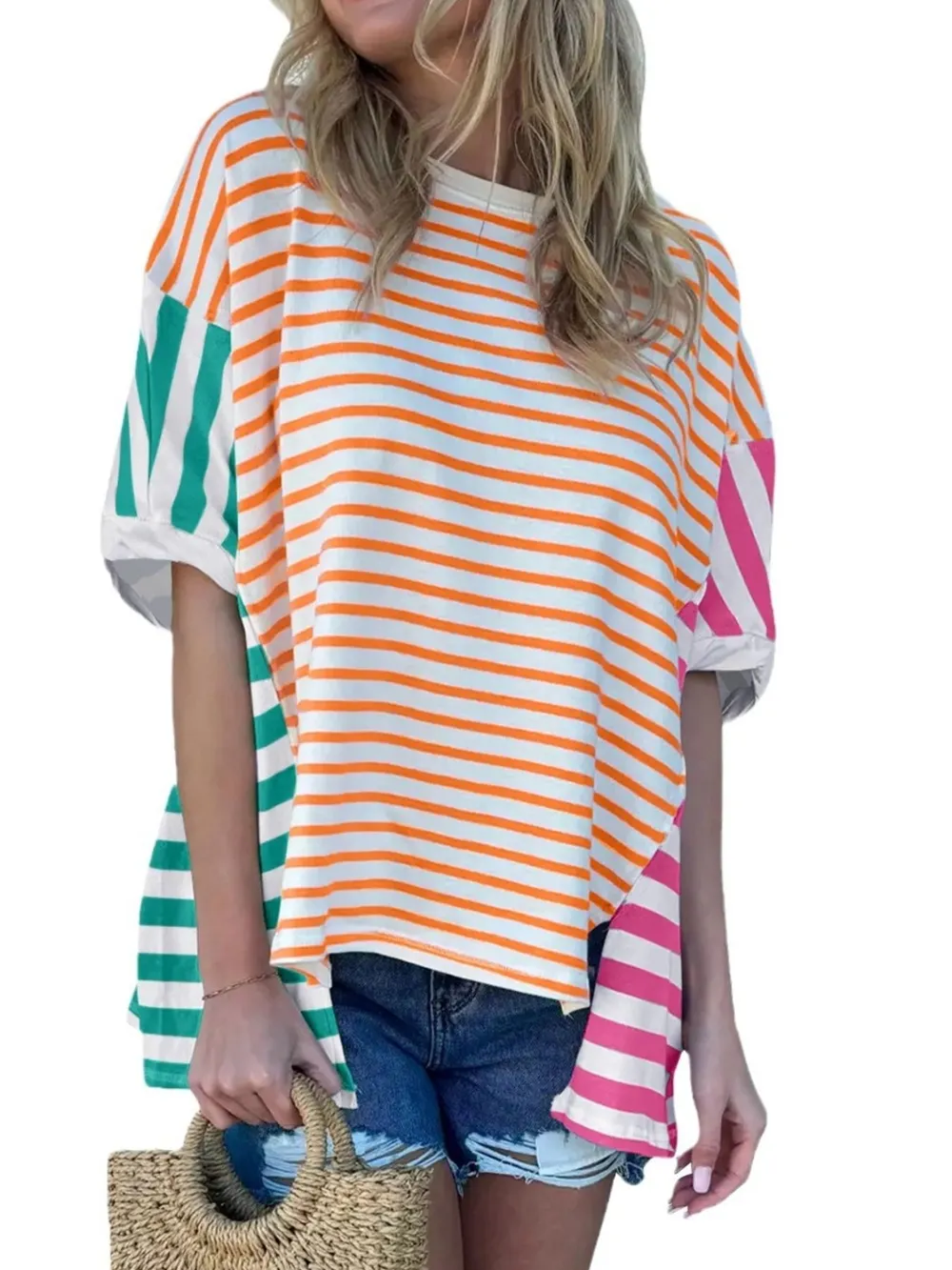 Colorful Striped Oversized T-Shirt, image 5