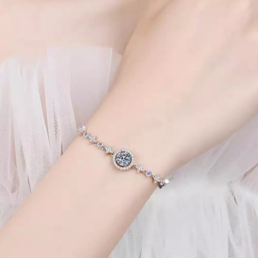 1 Carat Moissanite 925 Sterling Silver Bracelet, image 2