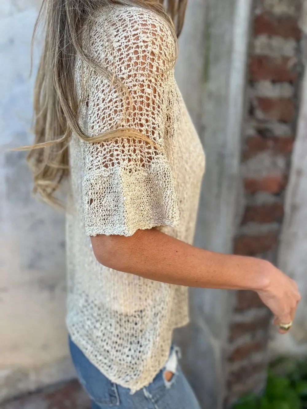 Full Size One Button Openwork Cardigan Plus Size, image 9