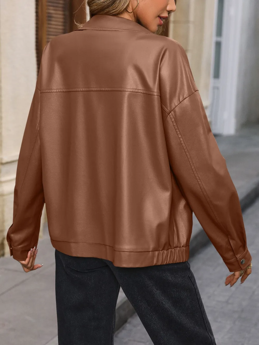 Pocketed Zip Up Collared Neck Jacket, image 10