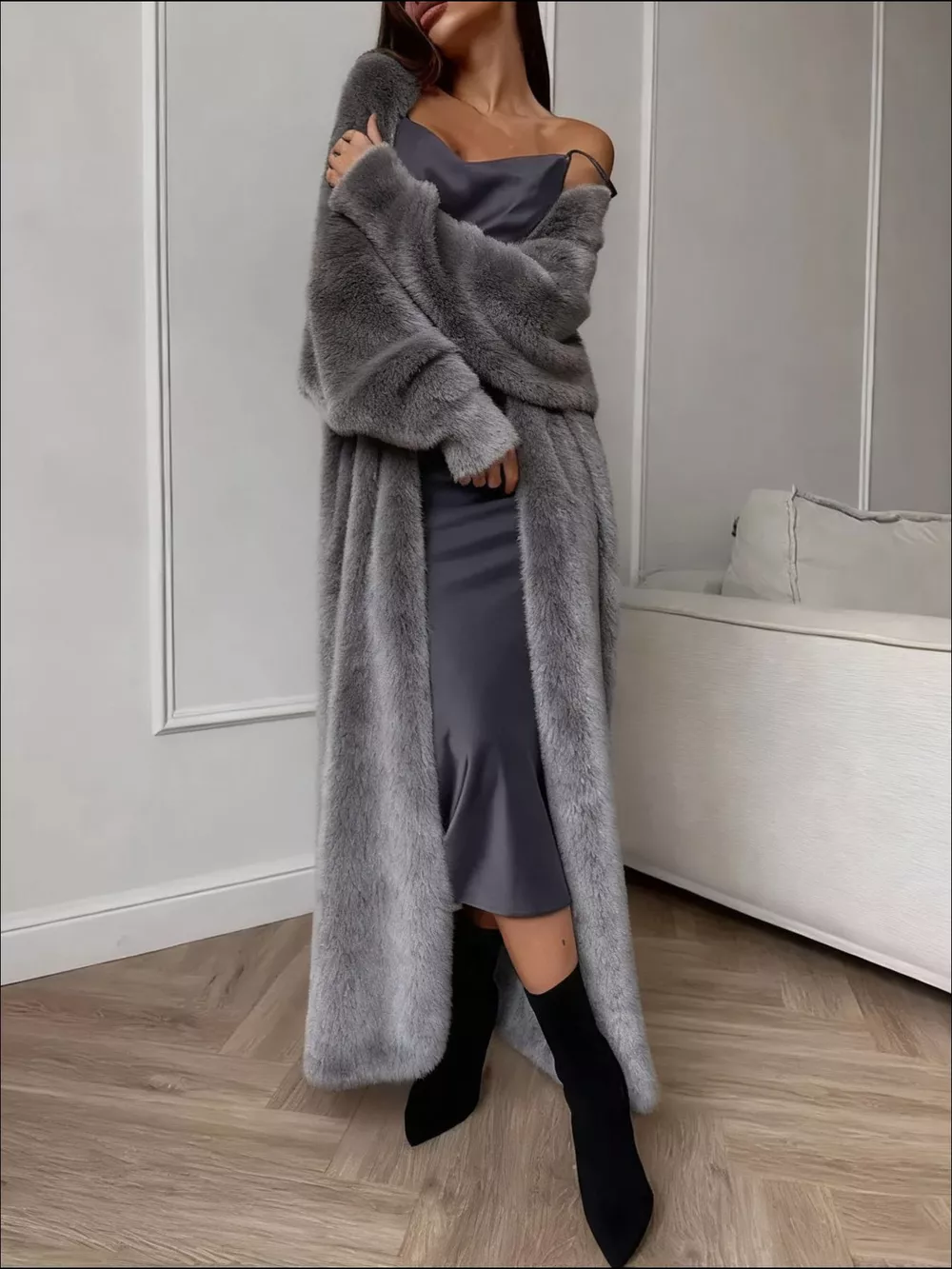 Fuzzy Open Front Longline Cardigan, image 12