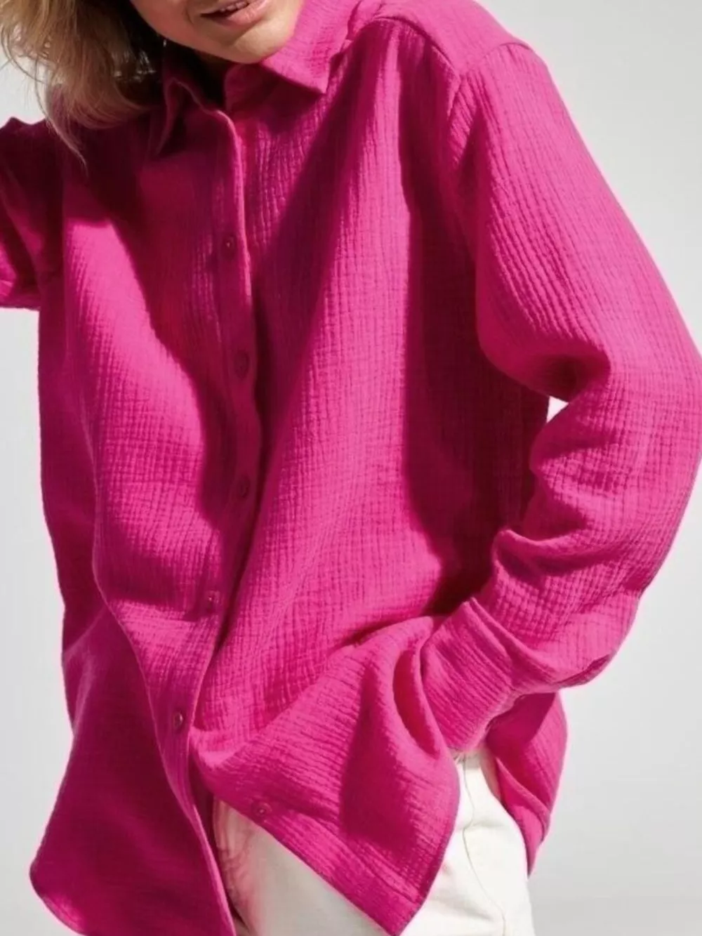 Textured Gauze Button-Down Shirt, image 11