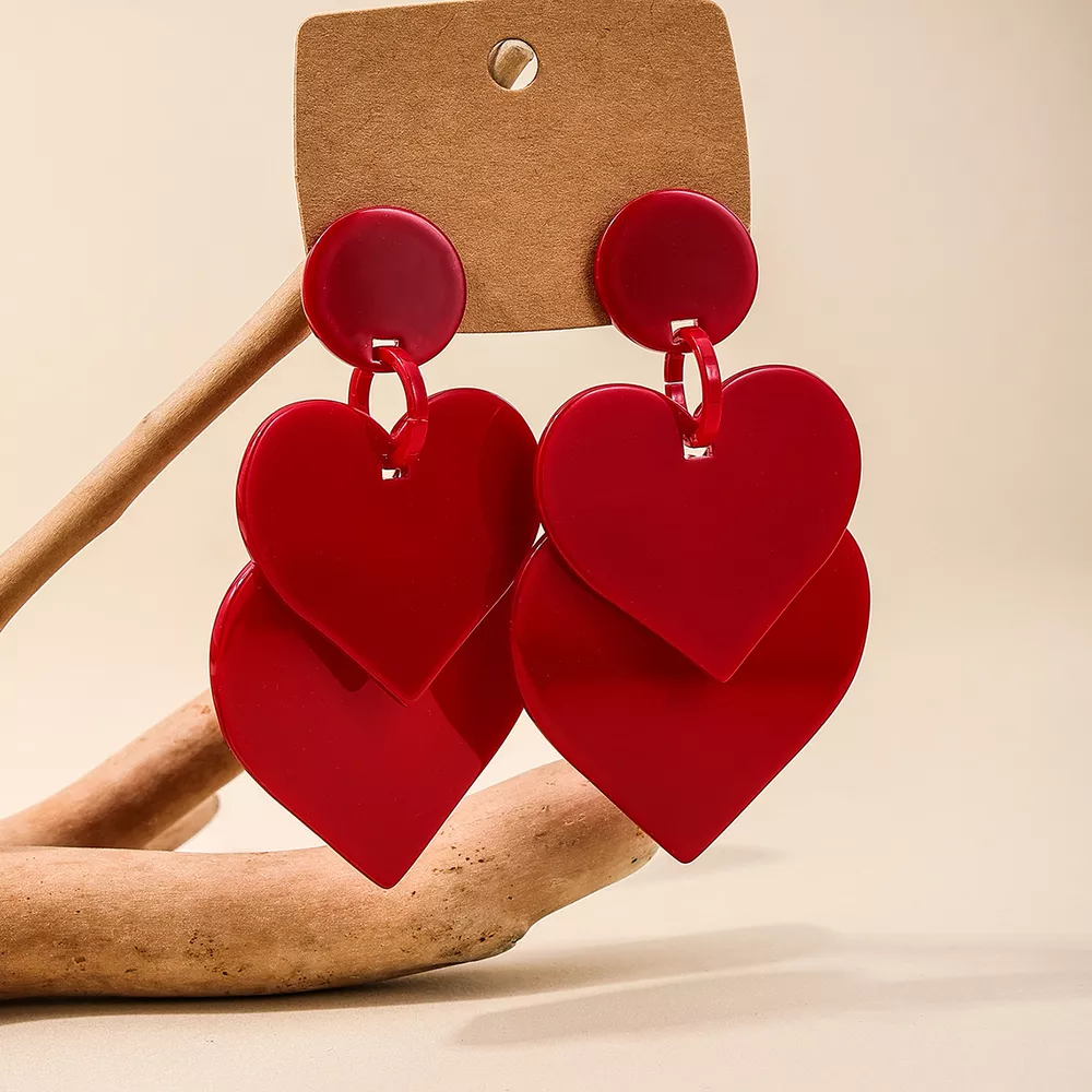 Acrylic Heart Drop Earrings, image 3