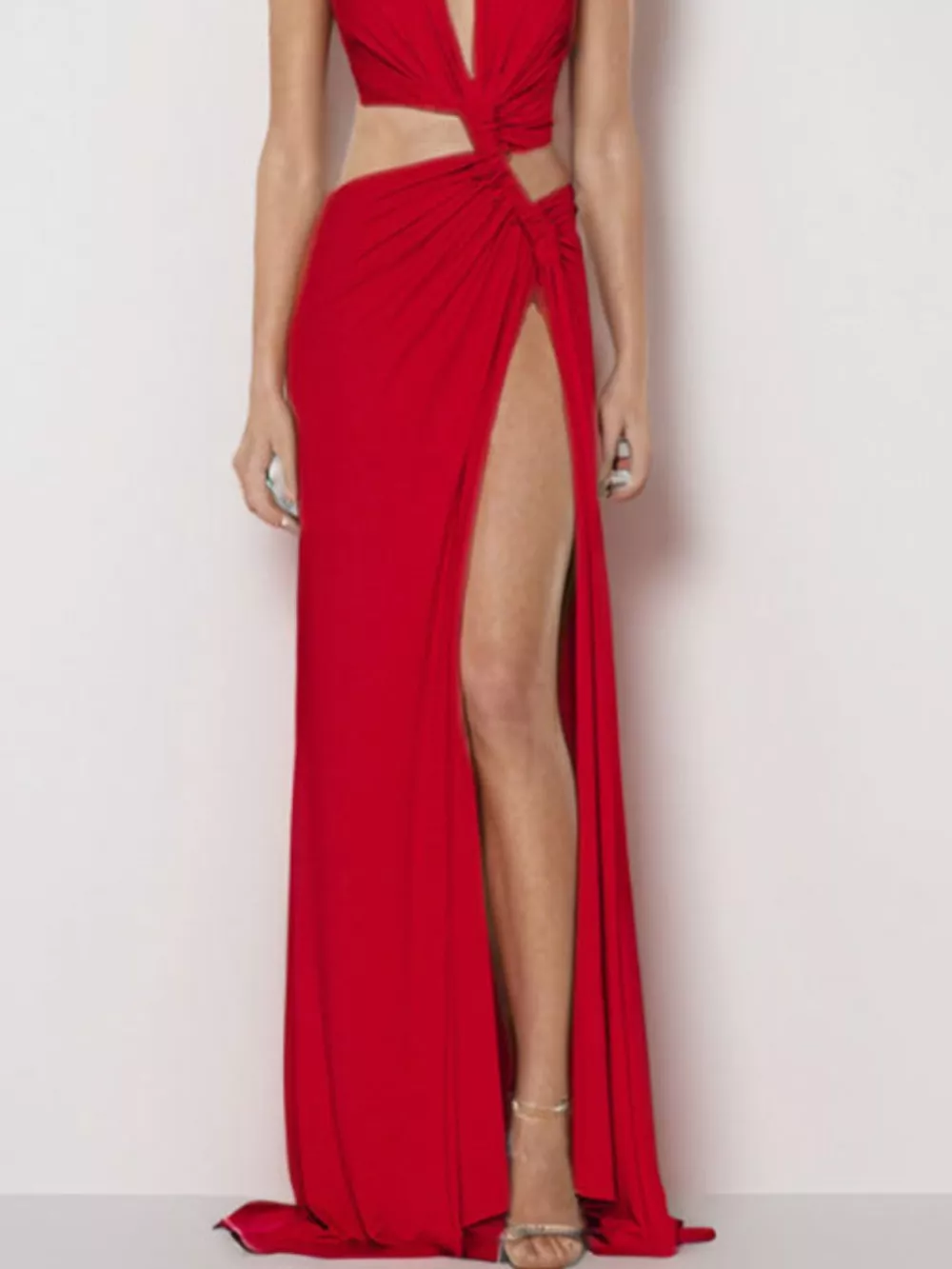 Deep V-Neck High Slit Maxi Dress, image 20