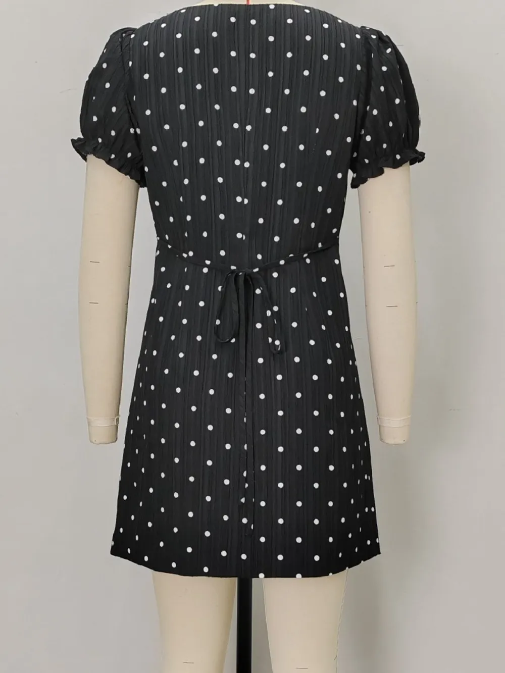 Polka Dot Puff Sleeve Mini Dress, image 4