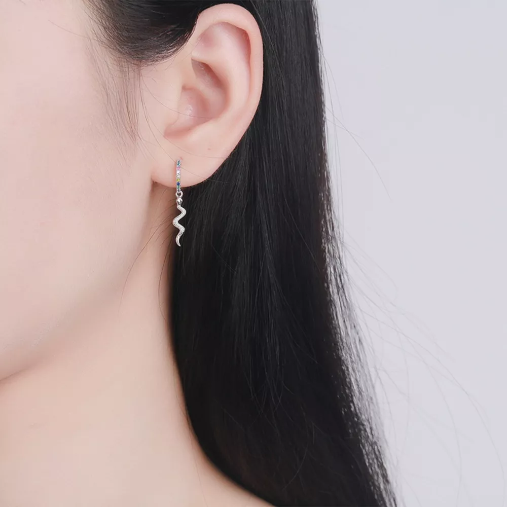 925 Sterling Silver Rainbow Zircon Geometric Earrings, image 5