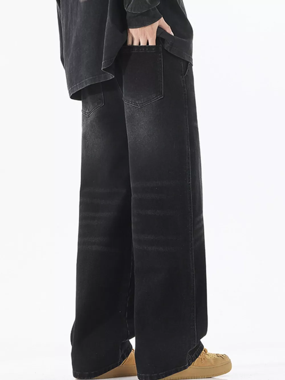 Men's Full Size Wash Wide Leg Jeans Plus Size, image 4