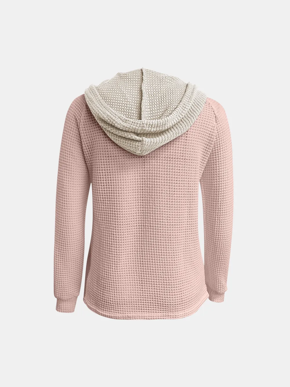 Full Size Waffle-Knit Contrast Long Sleeve Hoodie, image 20