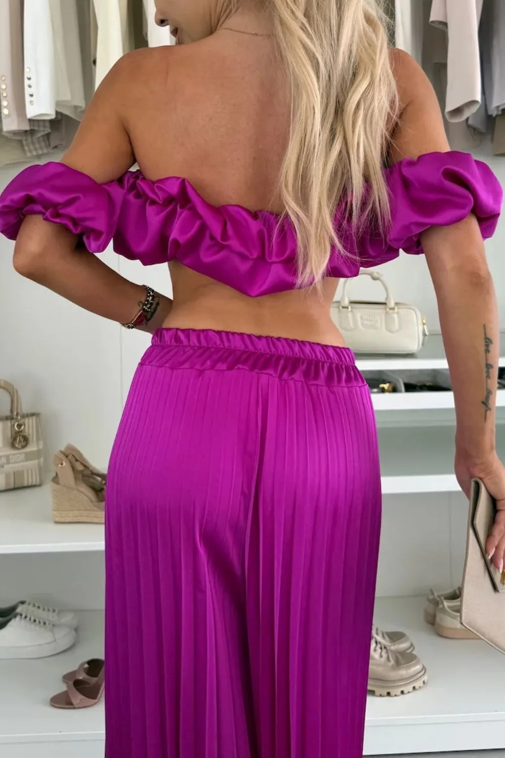 Off-Shoulder Top and Pleated Pants Set, image 13