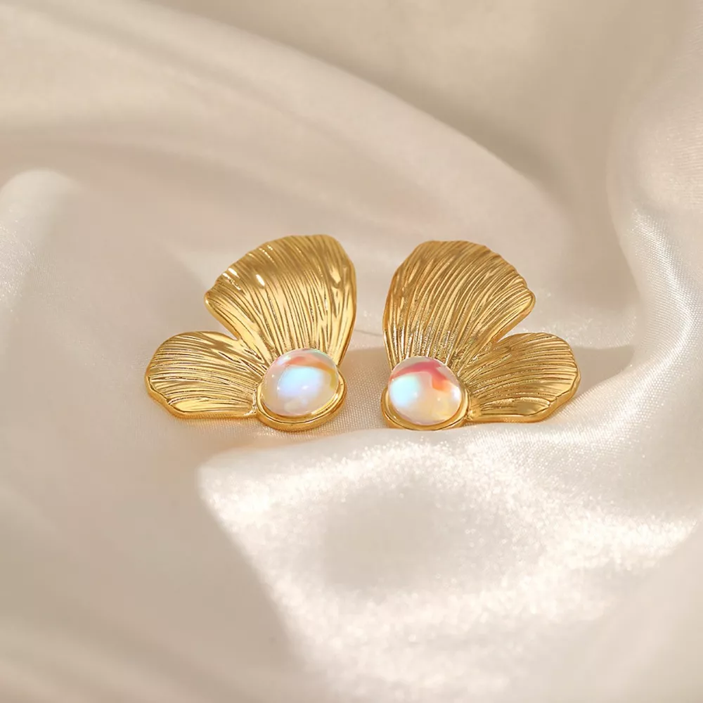 18K Gold-Plated Butterfly Wing Earrings, image 3