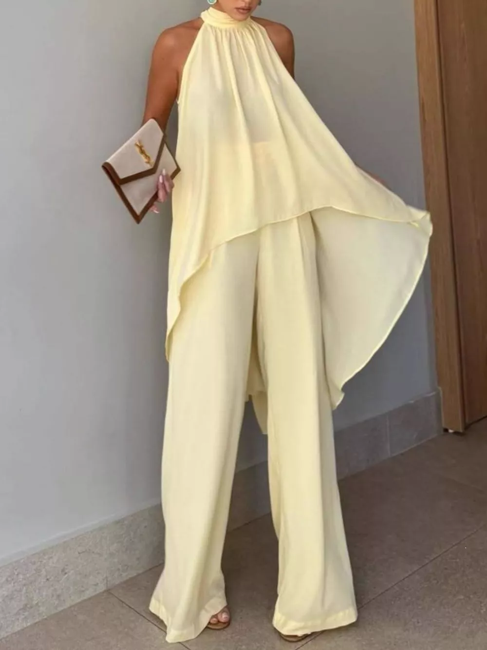 Full Size High-Low Sleeveless Top and Wide-Leg Pants Two-Piece Set Plus Size, image 6