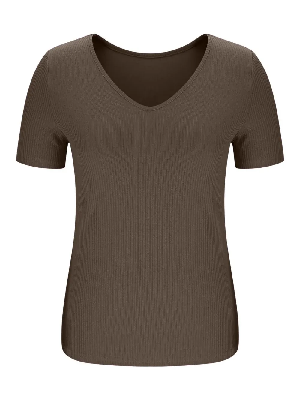Solid V-Neck Short Sleeve T-Shirt, image 4