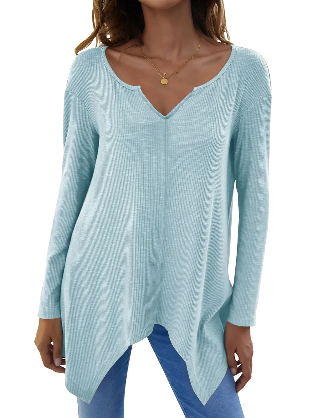 Full Size V-Neck Long Sleeve T-Shirt, image 10