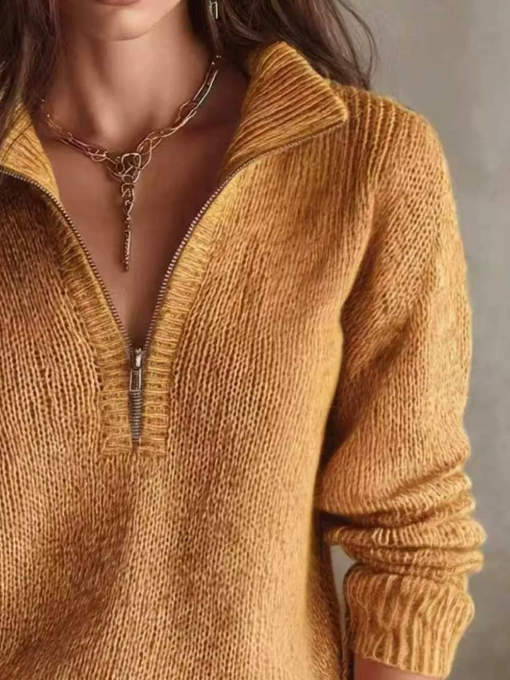 Half Zip Dropped Shoulder Sweater, image 6