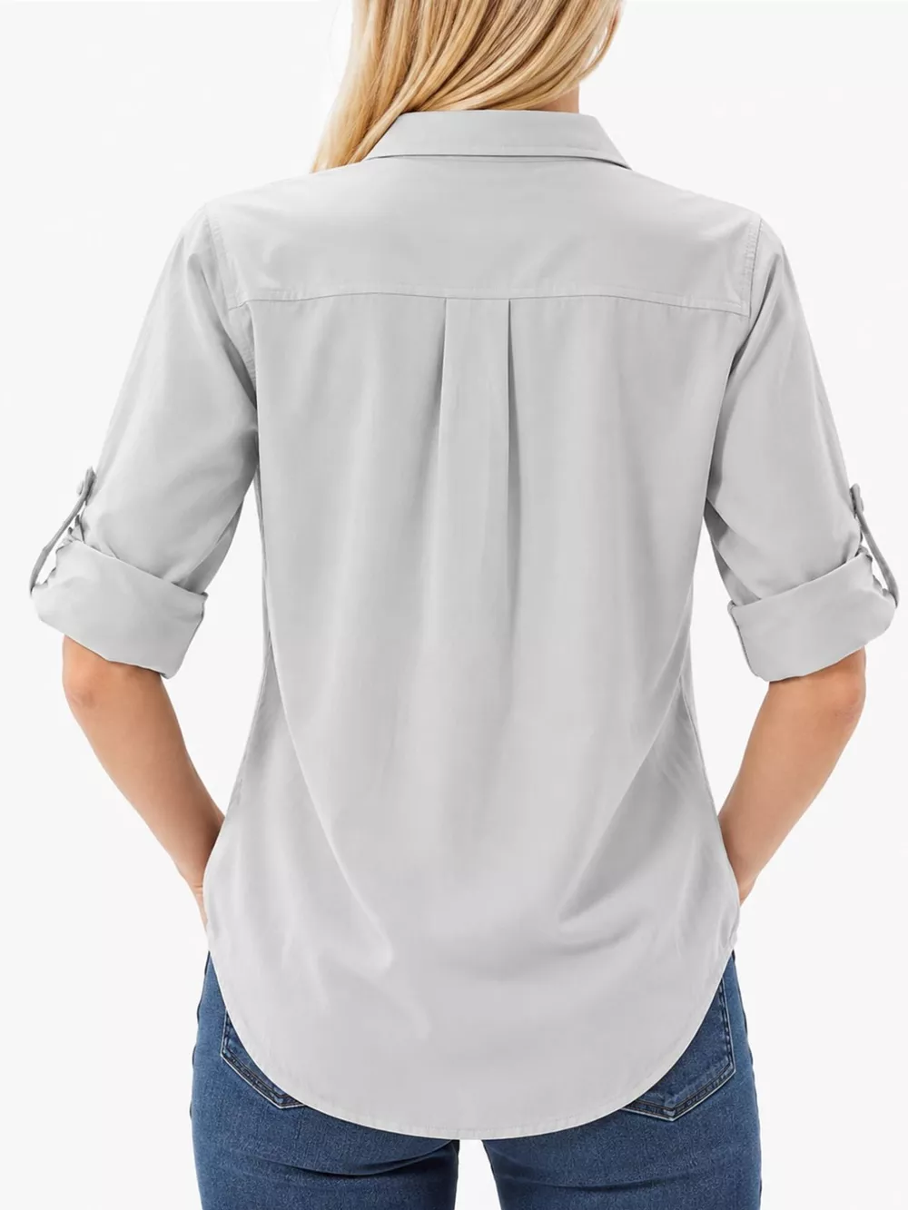 Full Size Button-Down Roll-Up Sleeve Shirt Plus Size, image 8