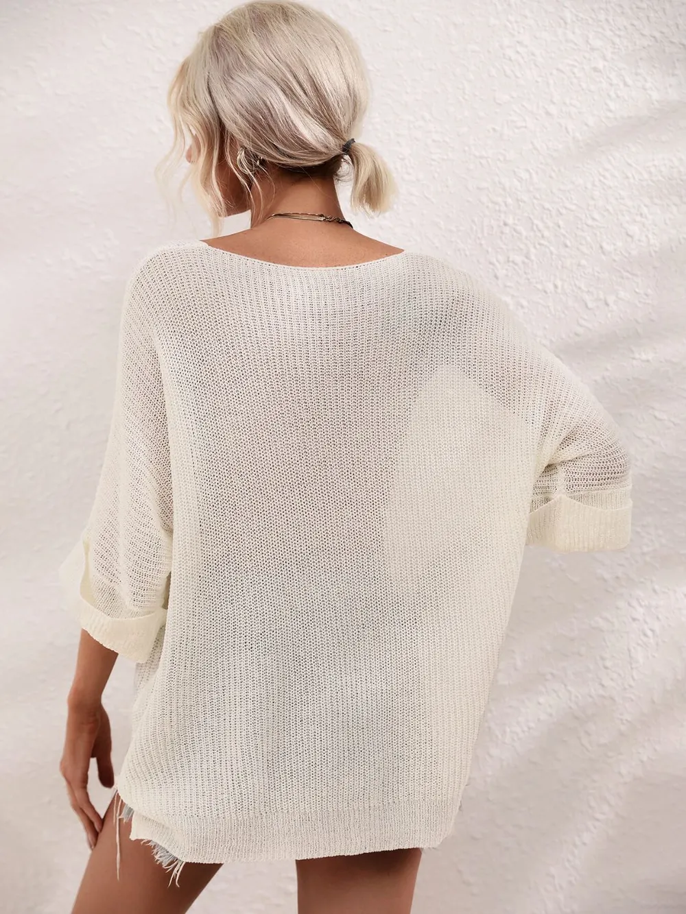 Boat Neck Cuffed Sleeve Slit Tunic Knit Top, image 17