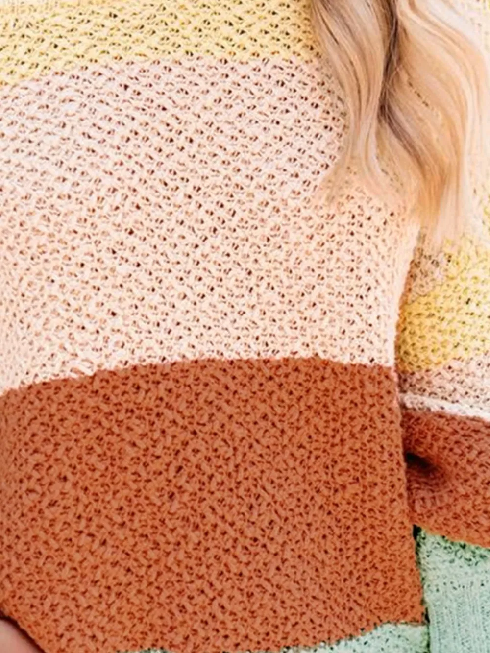 Color Block Round Neck Long Sleeve Sweater, image 4
